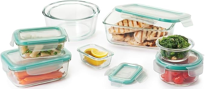 OXO Good Grips 4 Cup Smart Seal Leakproof Glass Round Airtight Food Storage Container (Pack of 2)