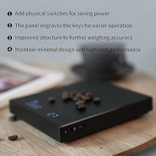 TIMEMORE Coffee Scale Basic 2.0 Electronic Espresso Scale with with Timer,2000 Grams and Water Flow Rate and Timer Function,Flow Rate Display 2024 Upgraded Version