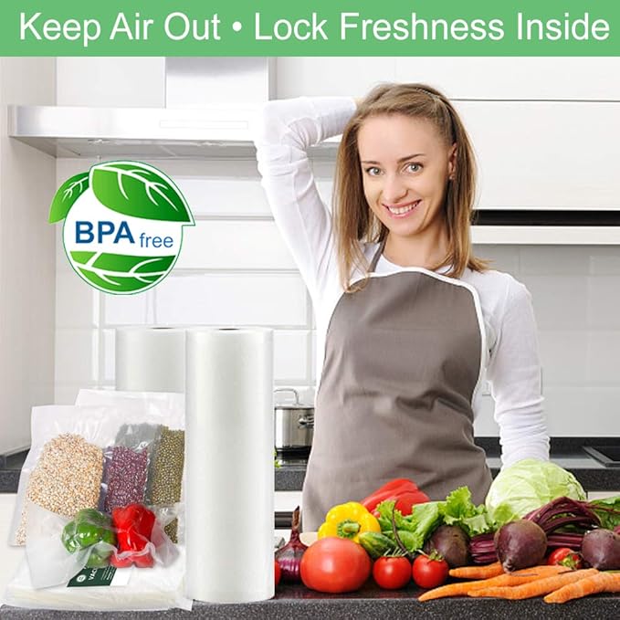 O2frepak 4Pack 8x50 Rolls (Total 200Feet) Vacuum Sealer Bags Rolls with BPA Free,Heavy Duty Vacuum Sealer Storage Bags Rolls,Cut to Size Roll,Great for Sous Vide