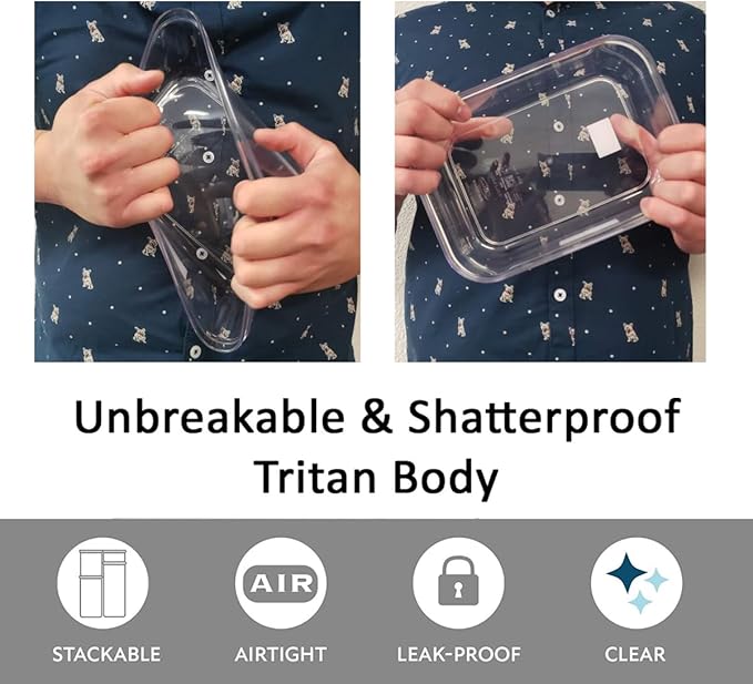 (Set of 5) Micro Clear Shatterproof Food Storage Containers with Lids, Stackable, Nestable BPA-Free Kitchen Canisters, Crystal Clear Tritan Body, Dishwasher & Microwave Safe, Made in Japan