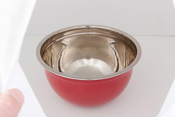 Now Designs Matte Coated Steel Mixing Bowls, Carmine Red, 5 qt, 3 qt, 1.5qt, Set of 3