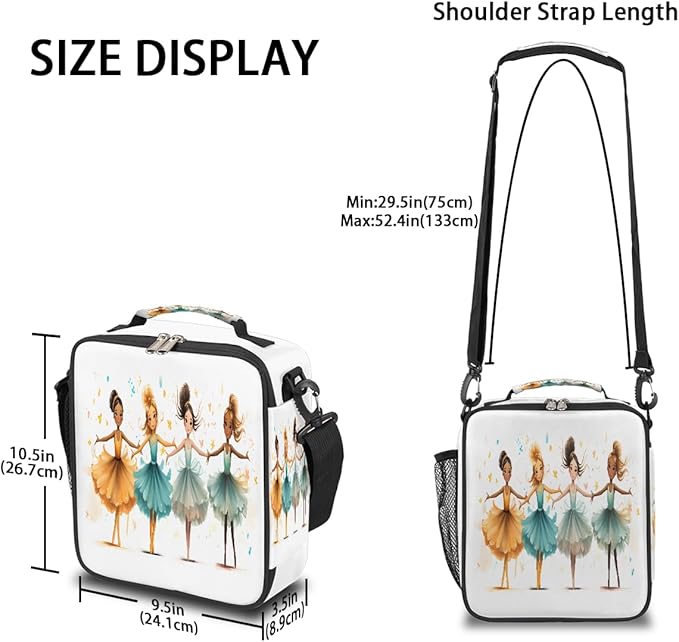 Kids Lunch Box for Boys Girls Ballet Girls Lunch Bag for Kids Insulated Lunch Bag Tote with Adjustable Shoulder Strap Teens Lunchbox Cooler School Picnic