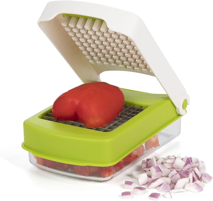 PrepWorks Compact Veggie Chopper – Space-Saving Manual Vegetable Cutter, Easy-to-Use, Stainless Steel Blades, BPA-Free