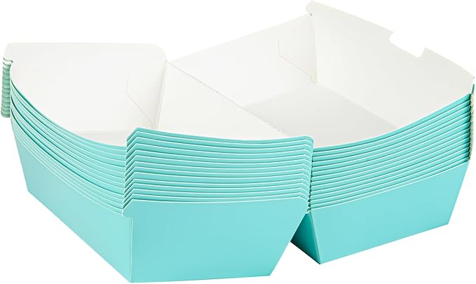 Restaurantware Bio Tek 6.7 x 3.5 x 3.5 Inch Clamshell Food Containers 100 Disposable Sandwich Containers - Hinged Lid Tab-Lock Closure Turquoise Paper Hot Dog Containers Durable Greaseproof