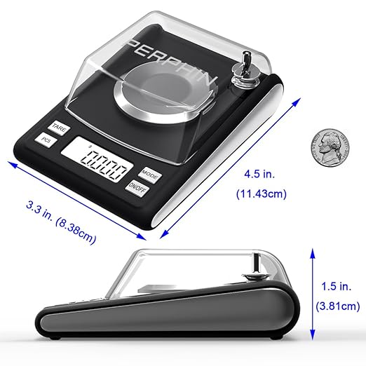Milligram Scale with Capsule Filling Tool Kit, Only for Size 0, Powder Pans, mg Scale for Powder Medicine, 50g by 0.001g, 6 Weighing Units, Calibration Weight, Scoops, Tweezers Included