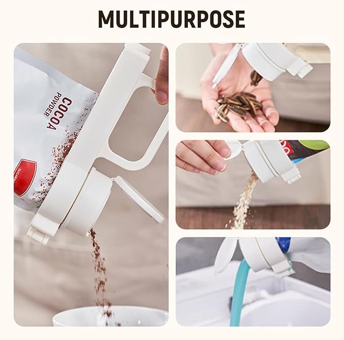 Food Bag Clips With Pour Spout, Food Storage Sealing Clips With Pour Spouts, Snack Clips for Bag With Handle, suitable for small particle food, flour, grains, rice, coffee and other food bags (2pcs)