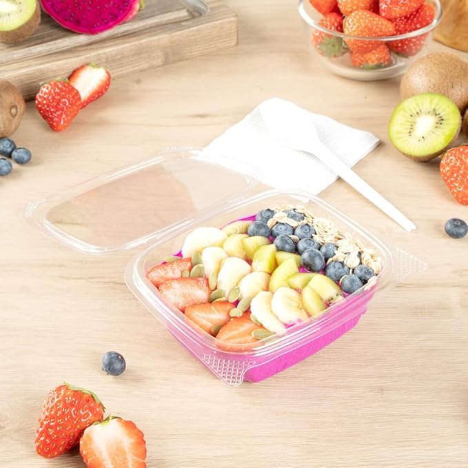 Restaurantware Thermo Tek 12 Ounce Deli Food Containers 100 Anti-Fog Hinged Lid Containers - Freezable Rectangle Clear Plastic To Go Food Containers Disposable