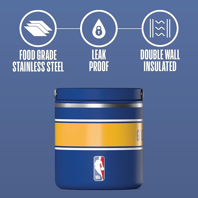 Hydrapeak x NBA Officially Licensed Golden State Warriors 25oz Stainless Steel Vacuum Insulated Thermos Food Jar with Handle, Wide Mouth Leak-Proof Soup Thermos for Adults, 10 Hours Hot, 16 Hours Cold
