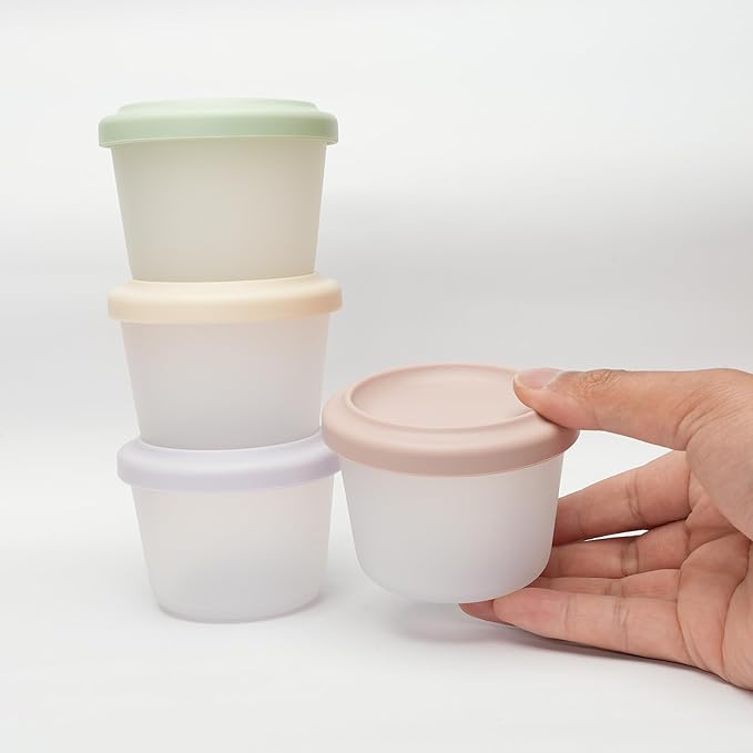 4 Pack Small Silicone Snack Containers with Lids 4 oz Reusable Food Storage Containers Bento Lunch Snack Pots for Adults & Kids Meal Prep Containers BPA Free