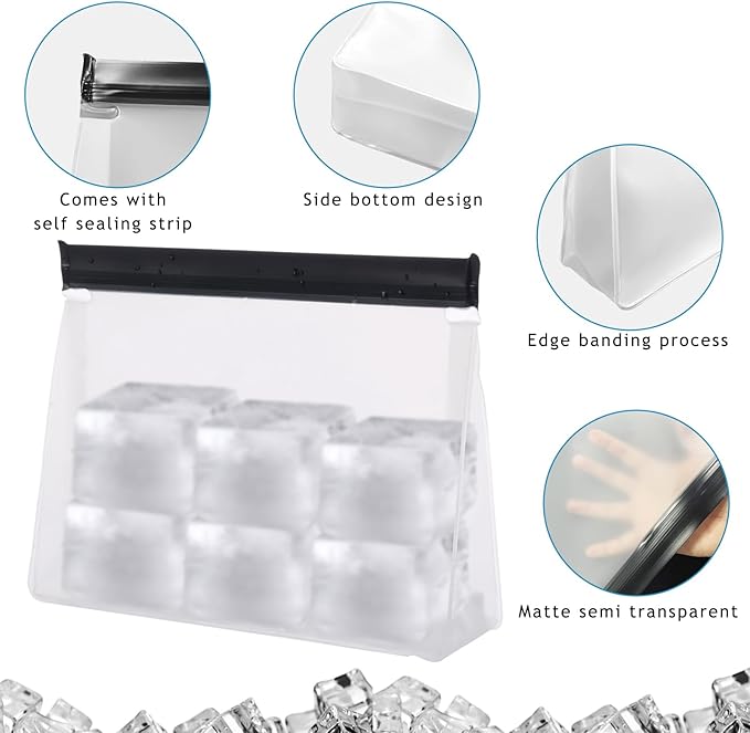 6 Pack Reusable Ice Storage Bags, 10 x 7.3 x 2.2in Leak Proof Ice Bags With Secure Zip Close Design, Bpa-Free