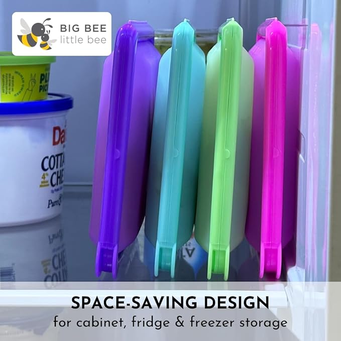 Big Bee, Little Bee - SoftShell Reusable Silicone Food Storage Container with Lid, Easy to Clean, Lays Flat, Snaps Closed, Microwave, Freezer & Dishwasher Safe, As Seen on Shark Tank (Aqua)