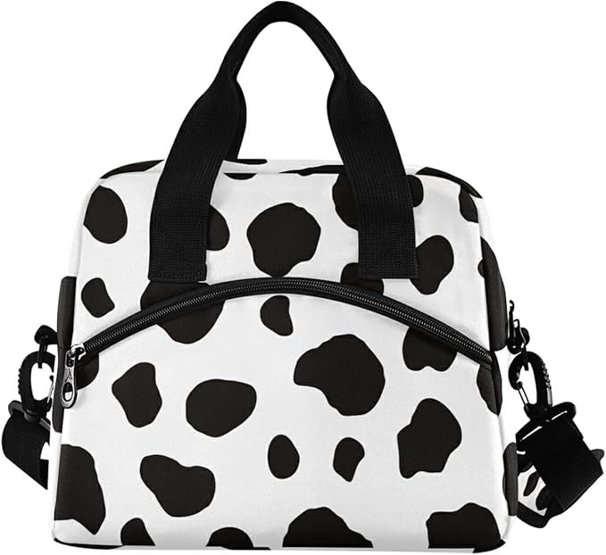 Milk Cow Dot Skin Insulated Lunch Bag Reusable Lunch Tote Bag Cooler Bag for Women Men Adult Lunch Box with Adjustable Shoulder Strap Leakproof Lunch Bag for Work School Picnic Camping