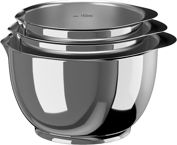 Precision Craft Mixing Bowl Set of 3 1.5L/2L/3L Elevate Your Culinary Experience Stylish Nesting Bowls for Effortless Cooking and Baking