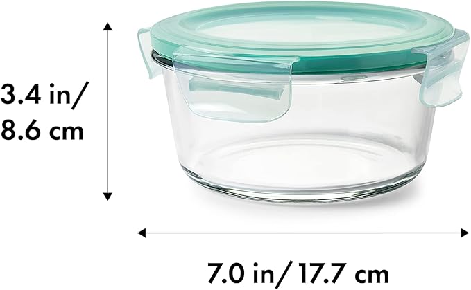 OXO Good Grips 4 Cup Smart Seal Leakproof Glass Round Airtight Food Storage Container (Pack of 2)
