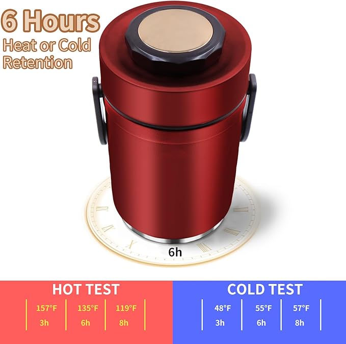67oz Thermos for Hot Food,3-Layer Sealed Stackable Food Thermos,with Lunch Bag Soup Thermos Wide Mouth,It Is Suitable for Daily Office Meals, and Outdoor Meals (Red)