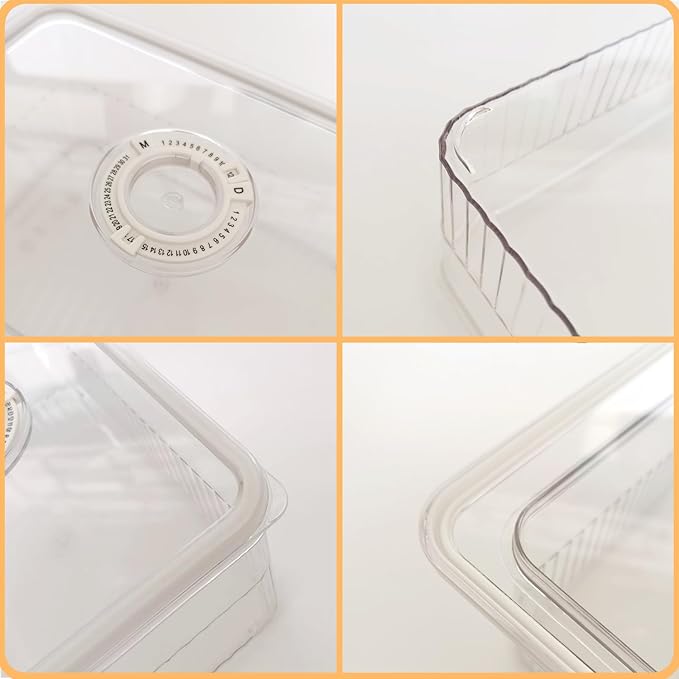Cheese Container Airtight with Time Recording - Cheese Storage Container for Fridge Cream Cheese Sliced Cheese Cheddar Container with Lid Cheese Saver