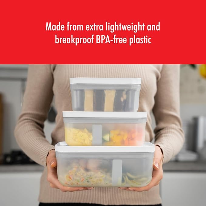 ZWILLING Fresh & Save Plastic Lunch Box, Airtight Food Storage Container, Meal Prep Container, BPA-Free, Grey, Semitransparent - Medium