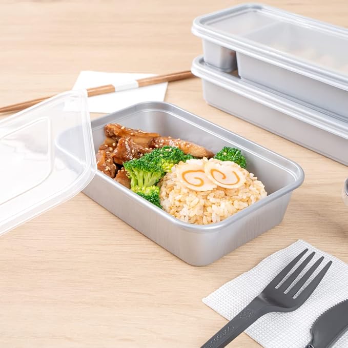 Restaurantware Futura 17 Ounce Meal Prep Containers With Lids 100 Microwavable To Go Containers - Disposable For Packaging Lunches or Take Out Orders Silver Plastic Food Containers With Lids