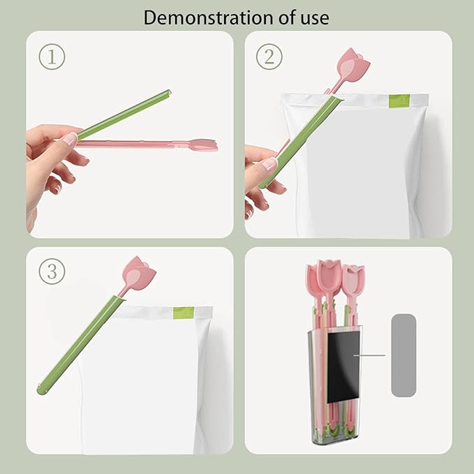 15Pcs Food Sealing Clip,Creative Beautiful Tulip Flower Floral Shape Sealing Clip with Magnetic Storage Box for Refrigerator, Food Clips Chip Clips