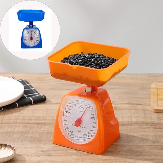 Utoolmart Mechanical Kitchen Scale - Diet Food Scale - with Pounds & Kilogram Measurements - Measuring Range 5000g Accuracy 5g with Tray Blue