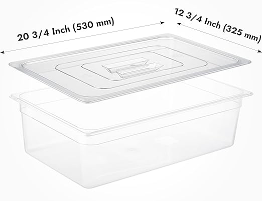 CURTA 6 Pack Food Pan Lids, Full Size NSF Polycarbonate Cover with Handle, Plastic Clear