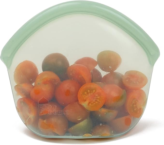 Food Huggers Hugger Bags Silicone Reusable Lunch & Snack Bag Durable Storage, BPA Free, Dishwasher & Freezer Safe, Stand-Up Resealable Produce Pouch | Small 13 fl oz, Juniper