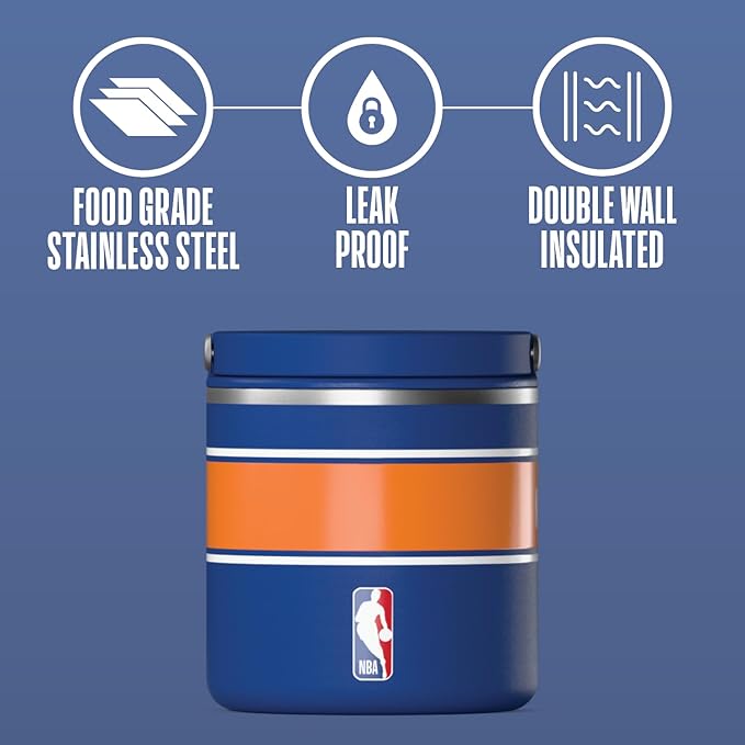Hydrapeak x NBA Officially Licensed New York Knicks 25oz Stainless Steel Vacuum Insulated Thermos Food Jar with Handle, Wide Mouth Leak-Proof Soup Thermos for Adults, 10 Hours Hot and 16 Hours Cold