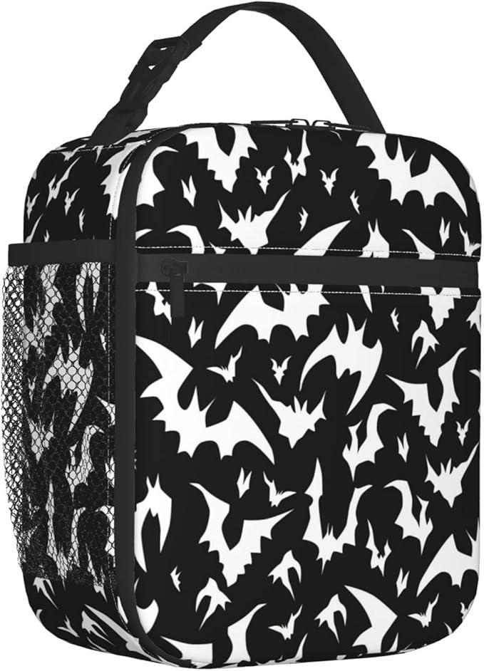 YETTA YANG Halloween Bat Cool Portable Lunch Bag Insulated Lunch Box Reusable Totes For Women Men Work Picnic Camping