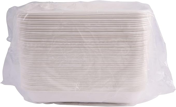 ECO PRODUCTS Compostable 24oz To Go Containers, Case of 400, 8.4"x5.5"x1.5" Rectangle Box, Disposable Renewable White Molded Fiber, No-Added PFAS, Tree-Free, Lid Available, BPI-Certified