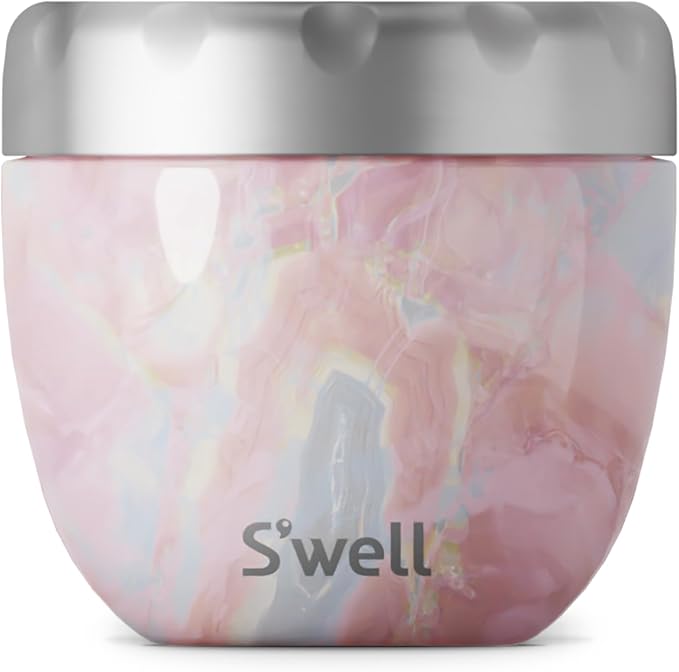 S'well Eats Stainless Steel Food Bowls, 21.5oz, Geode Rose, Triple-Layered Vacuum-Insulated Containers Keeps Food Cold for 11 Hours and Hot for 7 hours, Condensation Free, BPA Free