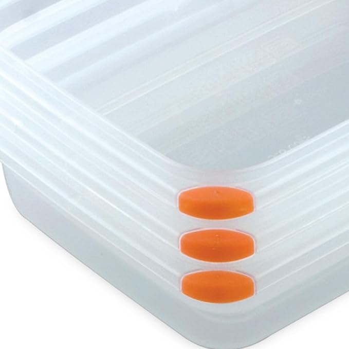 Sterilite Ultra-Seal 5.8 Cup Rectangle, Airtight Food Storage Container, Latching Lid, Microwave and Dishwasher Safe, Clear With Orange Gasket, 6-Pack