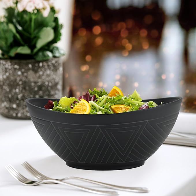 65oz Large Salad Bowls Black - Wheat Straw Salad bowls Set of 4 - Unbreakable Salad Bowls Dishware & Microwave Safe - BPA Free Bowls for kitchen,camping