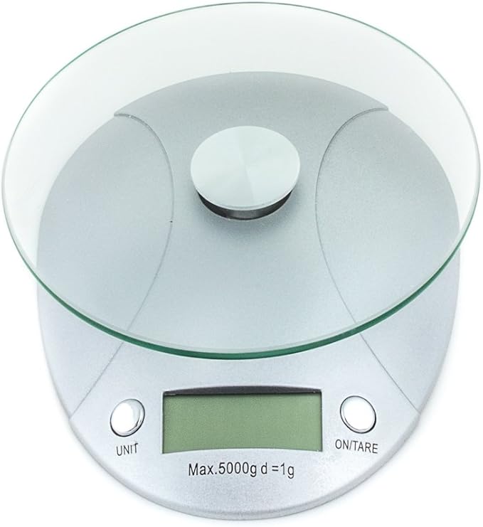 Fox Run Digital Kitchen Scale with Removable Glass Tray, 7.25 x 6 x 1.5 inches, Multicolored