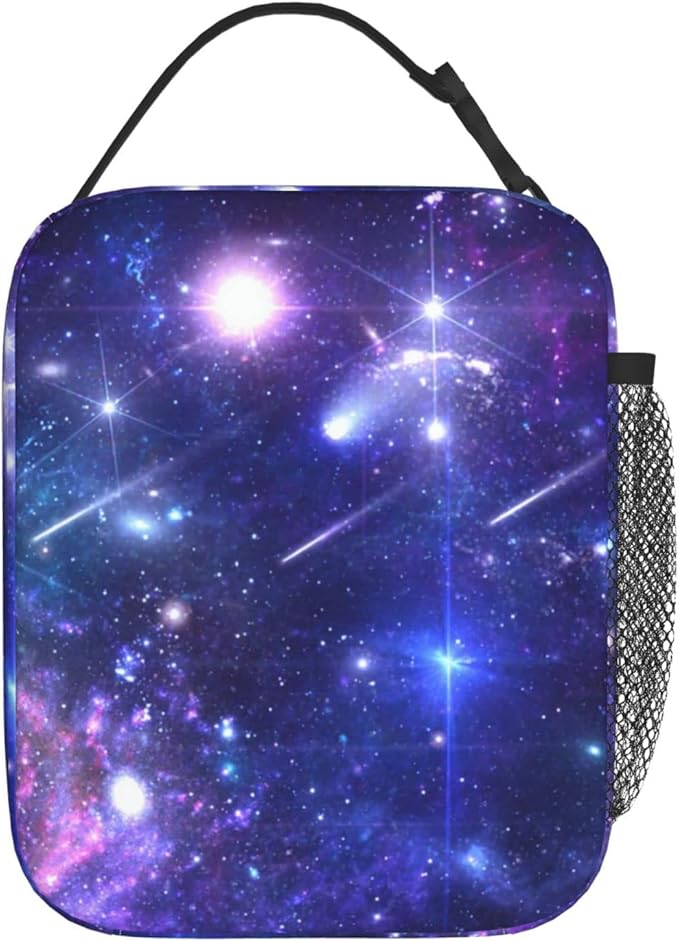 YETTA YANG Nebula Galaxy Purple Colorful Portable Lunch Bag Insulated Lunch Box Reusable Totes For Women Men Work Picnic Camping