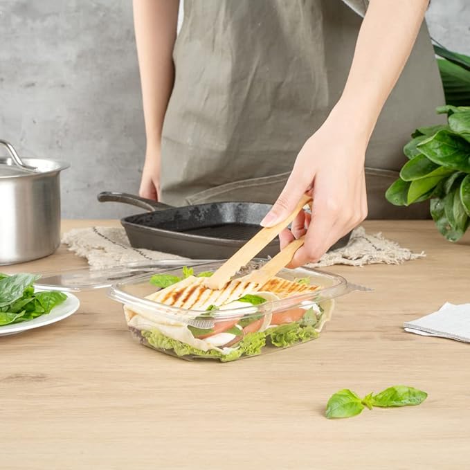 Restaurantware Thermo Tek 24 Ounce Deli Food Containers 100 Anti-Fog Hinged Lid Containers - Freezable Rectangle Clear Plastic To Go Food Containers Disposable