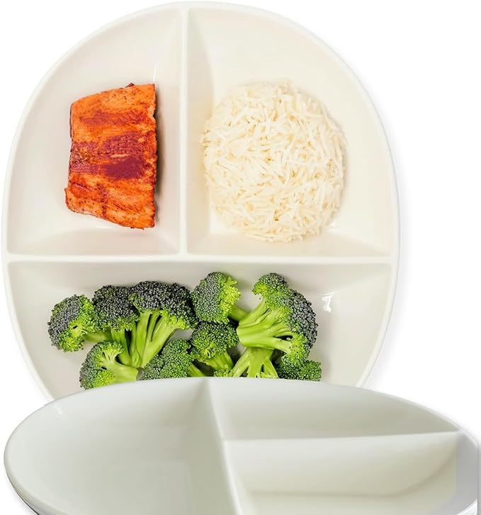 Uba Portion Control Plate (PORCELAIN) for Adults for Healthy Diet (2 Pack)