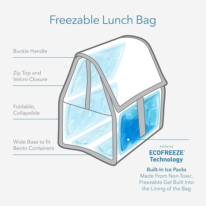 Freezable Lunch Bag, Black Grid