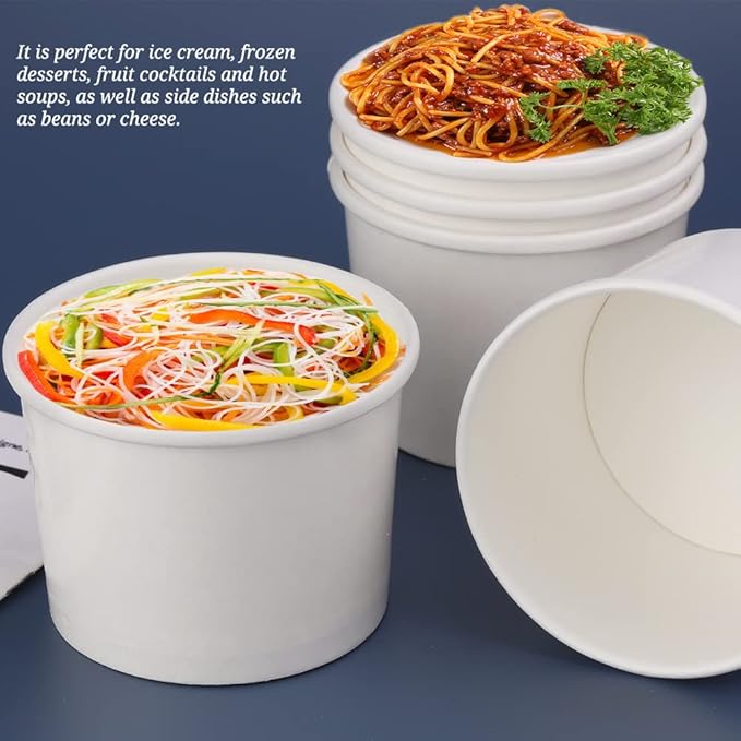 12 oz 50 Pack Soup Containers with Lids Disposable Soup Bowls, Ice Cream Containers, White Disposable Soup Cups