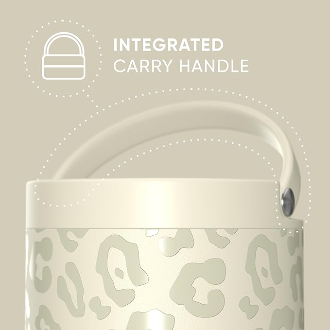 Hydrapeak 32oz Stainless Steel Vacuum Insulated Thermos Food Jar | Thermos for Hot Food and Cold Food, Wide Mouth Leak-Proof Soup Thermos for Adults, 10 Hours Hot and 16 Hours Cold(Cream Leopard)