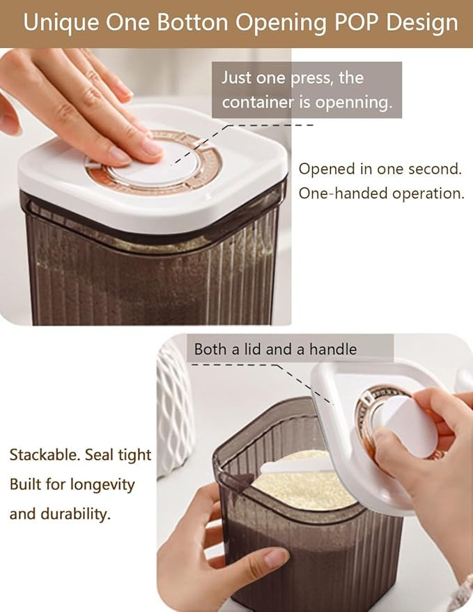 Pop Top Containers with Airtight Date Tracker Lid Small Food Storage Container Sealed Dispenser with Spoon Pantry Storage for Suger, Spices, Dried herbs, Coffee, Tea, Candy, 0.8L / 27oz