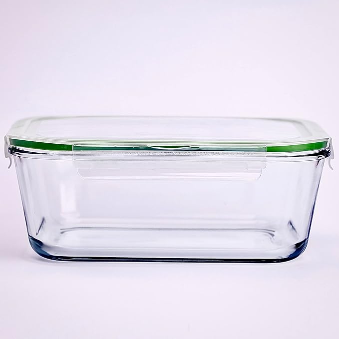 120 oz Large Glass Food Storage Containers with Airtight Lids 3.5 L Family Size Extra Large Bakeware Marinating Lock Baking Dish Container Glass Bowls Rectangle