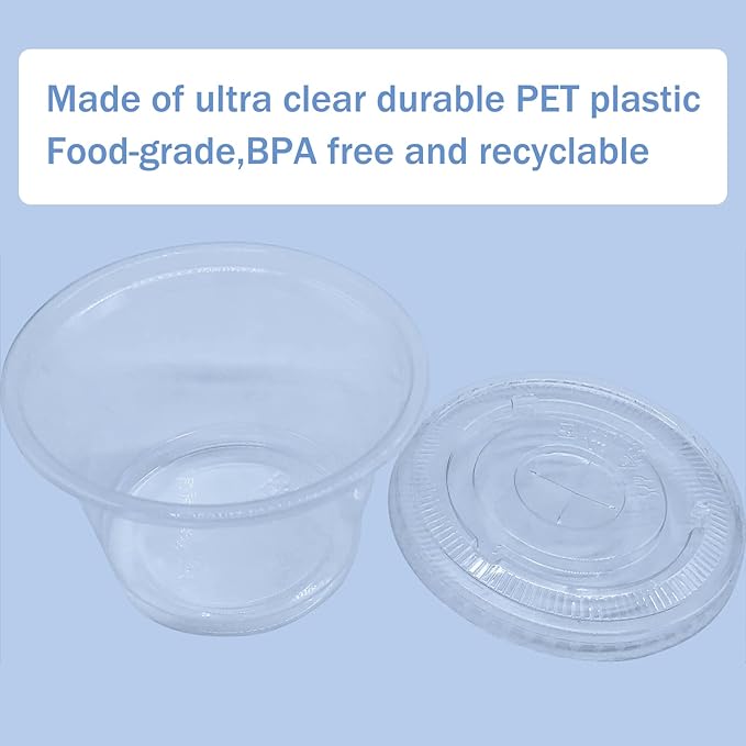 50 Pack 8 OZ Disposable Plastic Cups with Lids,Clear Portion Cups with Flat Lids,Disposable Clear Ice Cream Cup for Parfaits,Yogurt,Drink,Soups,Snacks,Salad,Fruit(With Holes)