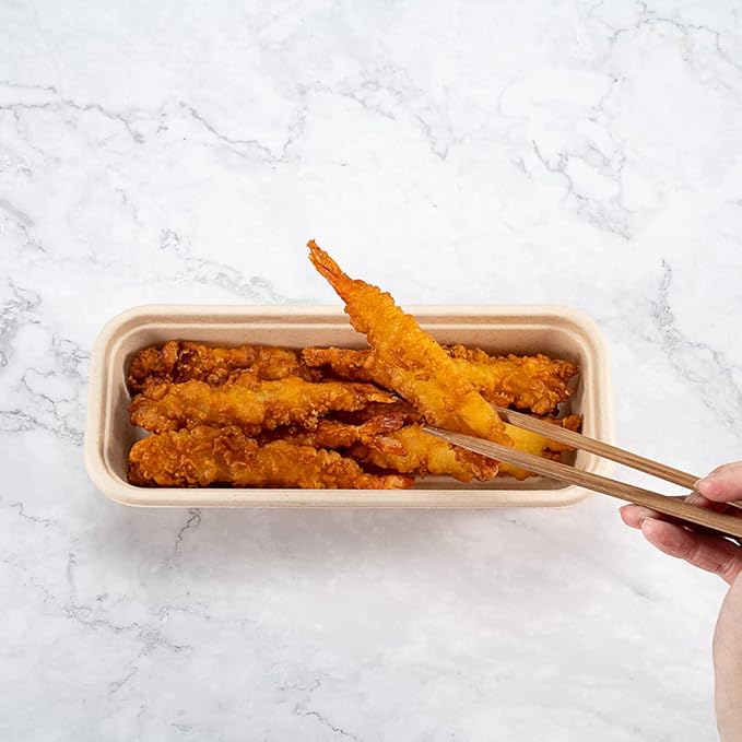 Restaurantware Pulp Tek 9.2 x 3.8 x 1.8 Inch Takeaway Food Boxes 100 Disposable Take Out Containers - Lids Sold Separately Freezable Bagasse Catering Food Containers Microwavable 17 Ounce