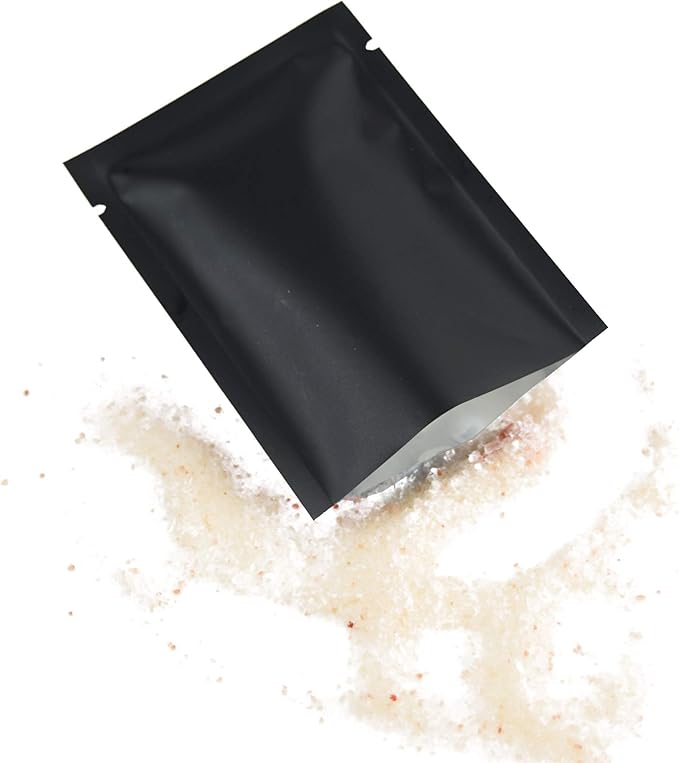 QQ Studio 100 PCS Metallic Mylar Foil Open Top Sealable Bags (9x13cm(3.5x5.1"), 100x Matte Black)