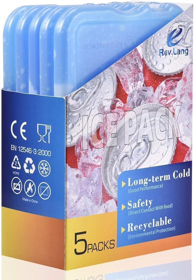 Cold Ice Pack Brick Reusable Long Lasting Cool Slim Thin Freezer Pack Cooler for Lunch Boxes Bag
