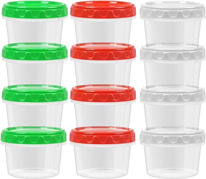 8 oz Small Freezer Containers with Lids Stackable Plastic Food Storage Container 1 Cup Meal Prep Bowls Airtight Dishwasher Safe,12-pack