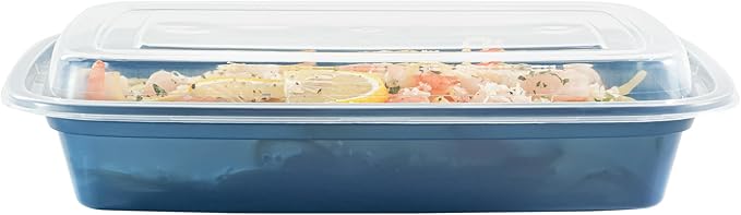 Restaurantware Asporto 28 Ounce Take Out Containers, 100 Food Containers With Lids - Microwavable, Disposable, Midnight Blue Plastic To Go Food Containers, No BPA, For Take Out And Delivery