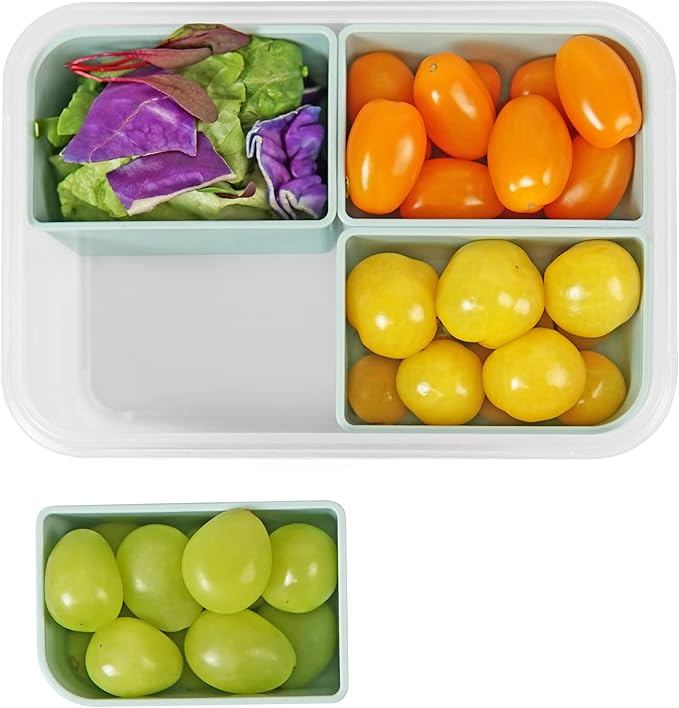 carrotez Food Storage Container with 4 Removable Compartments, Food Prep Container with Airtight Lids, Portion Control Container, Reusable, BPA Free, 4.6 Cup(1100ml)