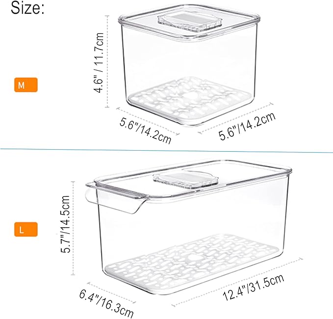 iPEGTOP Fridge Produce Saver Food Storage Bin Containers, Stackable Refrigerator Freezer Organizer Fresh Keeper Container with Vented Lids, 3 Pack