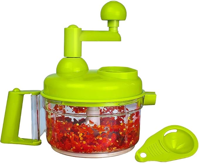 Cambom Manual Vegetable Cutter Food Processor 8 in 1 - Chopper, Mixer, Blender, Whipper, Egg Separator, Mincer, Grinder, Dicer with Clear Container 1200ml BPA Free